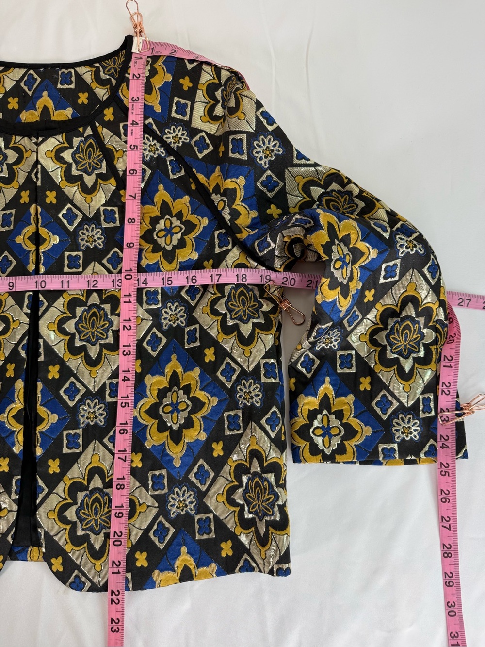 Ann Taylor LOFT Shimmer Mosaic Brocade Metallic Vintage Style Quilted Jacket S - Picture 15 of 16
